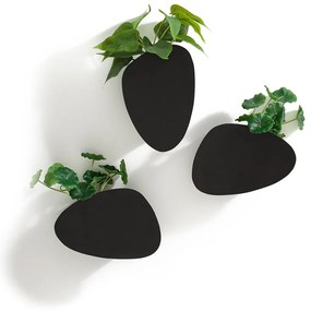 Set van 3 wand bloempotten in metaal, Pavo