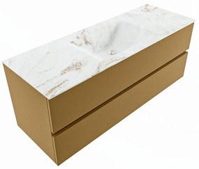 Mondiaz Vica DLux badmeubel 130cm oro 2 lades met wastafel frappe midden zonder kraangat