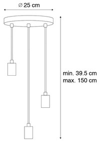 Industriële hanglamp brons 3-lichts - Facil Industriele / Industrie / Industrial E27 rond Binnenverlichting Lamp