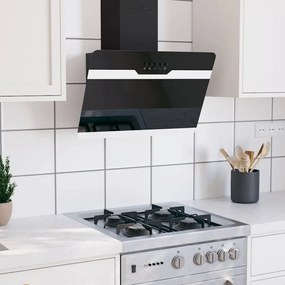 vidaXL Wandafzuigkap 60 cm staal en gehard glas zwart