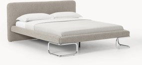 Gestoffeerd bouclé bed Olina met metalen poten