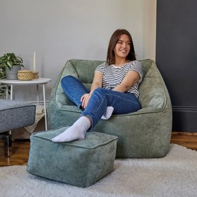 Natalia Chenille Armchair Bean Bag + Footstool