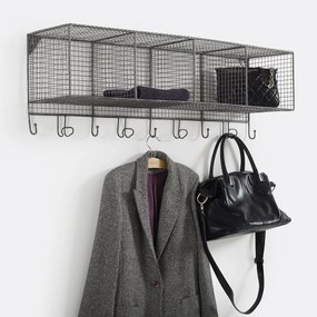 Wandrek in metaal, 9 kleerhaken, Areglo