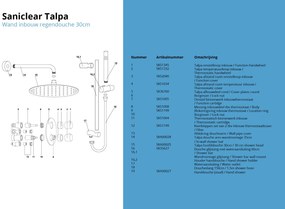 Saniclear Talpa inbouw regendouche rond met 30cm hoofddouche, muurarm en glijstang chroom