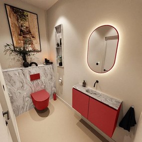 MONDIAZ TURE-DLUX 80cm toiletmeubel Fire. EDEN wastafel Glace positie midden. Zonder kraangat. TUREDX80FIRM0GLA