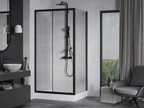 Mexen Apia schuifdouchecabine 120 x 90 cm, transparant, zwart + Rio douchebak - 840-120-090-70-00-4510