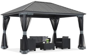 Metalen tuinhuisje Sardinia 3x3 met klamboe Garden Point antraciet
