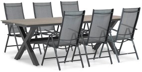 Tuinset 6 personen 240 cm Aluminium/textileen Grijs Domani Furniture Carino/Forest