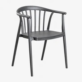 Stapelbare Set Van 6 Tuinstoelen Met Armleuningen Van Ivoorkleurig Polypropyleen Grijs – Grafiet - Sklum