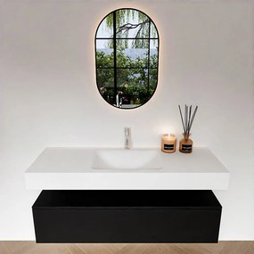 Zaro Alan badmeubel 130cm urban 1 lade met vrijhangende wastafel cloud midden 1 kraangat talc