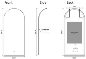 Set van 2 Saniclear Arc toog spiegel 45x100cm met verlichting en verwarming