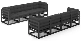 vidaXL 9-delige Loungeset met kussens massief grenenhout