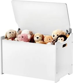 VEVOR Kinderbank met opbergruimte, houten speelgoedkist, opbergbank met rugleuning en veiligheidsscharnier, opbergkist voor speelkamer, woonkamer, hal, 597 x 368 x 545 mm, wit