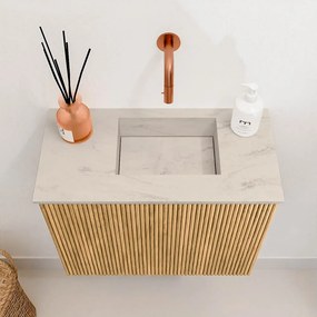 Mondiaz Joya DLux 50cm toiletmeubel oak met wastafel faye rechts zonder kraangat opalo