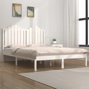vidaXL Bedframe massief grenenhout wit 150x200 cm 5FT King Size