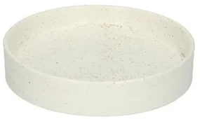 Kaarsschotel, keramiek, mat wit gespikkeld,Ø 10,8 cm