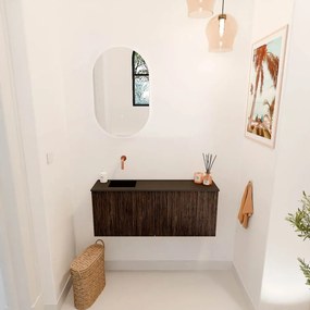 Mondiaz Joya 100cm toiletmeubel walnut met wastafel faye links zonder kraangat urban