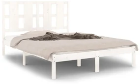vidaXL Bedframe massief hout wit 135x190 cm 4FT6 Double