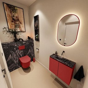 MONDIAZ TURE-DLUX 60cm toiletmeubel Fire. EDEN wastafel Lava positie midden. Zonder kraangat. TUREDX60FIRM0LAV