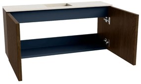 Mondiaz Joya DLux 90cm toiletmeubel walnut met wastafel faye midden zonder kraangat meli