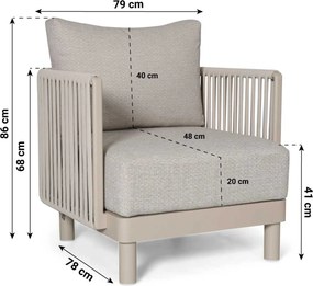 Stoel en Bank Loungeset  Rope Zand/Beige  Lifestyle Garden Furniture Solento