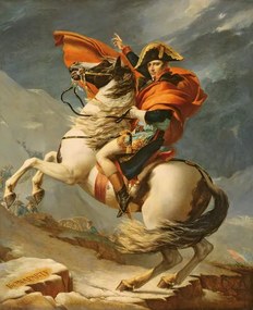 David, Jacques Louis (1748-1825) - Kunstdruk Napoleon Crossing the Alps on 20th May 1800, (35 x 40 cm)