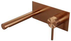 Brauer Copper Edition Wastafelmengkraan inbouw - rechte uitloop links - hendel lang smal - afdekplaat - model A 1 - PVD - geborsteld koper 5-GK-004-S2