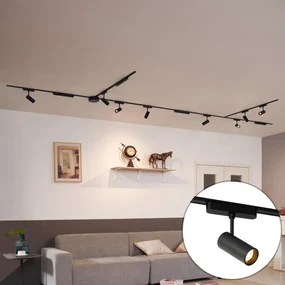 LED Railsysteem met 8 Spot / Opbouwspot / Plafondspots en 4 plafondlampen zwart 1-fase - Magnetic Gert Puntua Modern Binnenverlichting Lamp