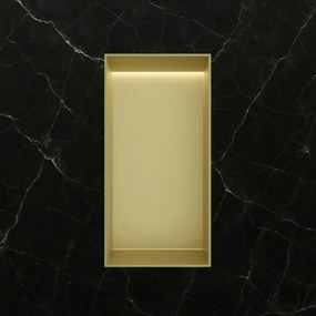 Hotbath &More frameless inbouwnis met verlichting 30x15x10cm geborsteld messing PVD