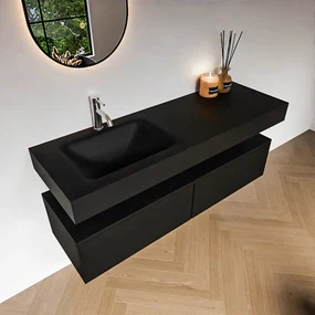 Zaro Alan badmeubel 140cm urban 2 lades met vrijhangende wastafel cloud links 1 kraangat urban