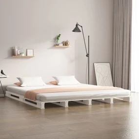 vidaXL Bedframe massief grenenhout wit 200x200 cm