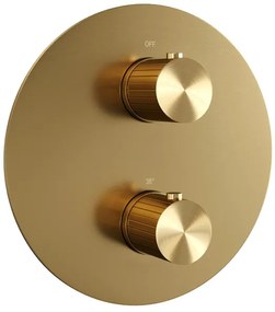 BRAUER Stripe 3-weg Inbouwthermostaat - rond - in- en afbouwdelen - goud geborsteld PVD 5-GG-354