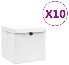vidaXL Opbergboxen met deksels 10 st 28x28x28 cm wit
