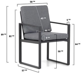 Tuinset 4 personen 200 cm Aluminium Grijs Santika Furniture Santika