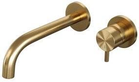Brauer Gold Edition Wastafelmengkraan inbouw - gebogen uitloop links - hendel kort smal - model B 1 - PVD - geborsteld goud 5-GG-004-B5-65