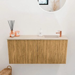 Mondiaz Joya DLux 90cm toiletmeubel oak met wastafel faye rechts 1 kraangat frappe
