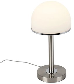 Vintage tafellamp met dimmer staal incl. LED en touch - Bauhaus Modern rond Binnenverlichting Lamp