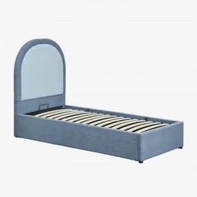 Bed Met Opklapbare Opbergruimte In Schapenvacht Kalwa 90 X 190 Cm & Teddystof Hemelsblauw - Sklum