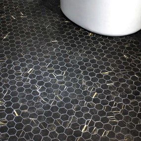 The Mosaic Factory Valencia hexagon glasmozaïek tegels 28x33cm nero marble