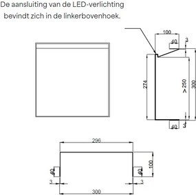 Hotbath &More frameless inbouwnis met verlichting 30x30x10cm wit mat