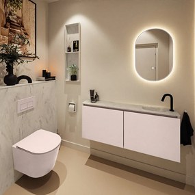 Mondiaz Ture DLux toiletmeubel 120cm rosee met wastafel opalo rechts met kraangat