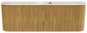 Mondiaz Joya DLux 125cm toiletmeubel ronding links/rechts oak met wastafel faye midden 1 kraangat frappe