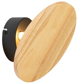 Landelijk wandlamp hout rond kantelbaar - Pulley
