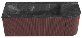 Mondiaz Kurve-dlux 125cm badmeubel ronding rechts ruby met 1 lade en deur en wastafel big medium links zonder kraangat lava