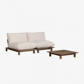Tuinset Met 2-delige Verstelbare Modulaire Bank En Salontafel Van Acaciahout Brina Beige – Crème - Sklum