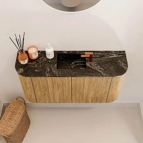 Mondiaz Joya DLux 85cm toiletmeubel ronding links/rechts oak met wastafel faye midden 1 kraangat lava