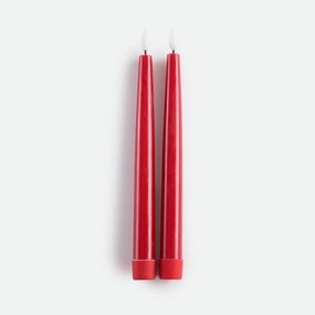 Set van 2 ledkaarsen, van was, hoogte 24,5 cm