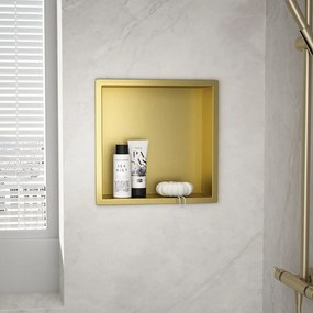 bathroom shelf 30x30 gold brush