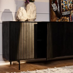 Starfurn Madison Dressoir Zwart Mangohout 210 Cm - 210x45x95cm.