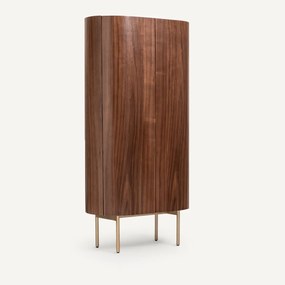 Kast notenhout/leer, Aslen